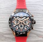 Best Quality Copy Tag Heuer Carrera Heuer 01 Watch Red Rubber Strap